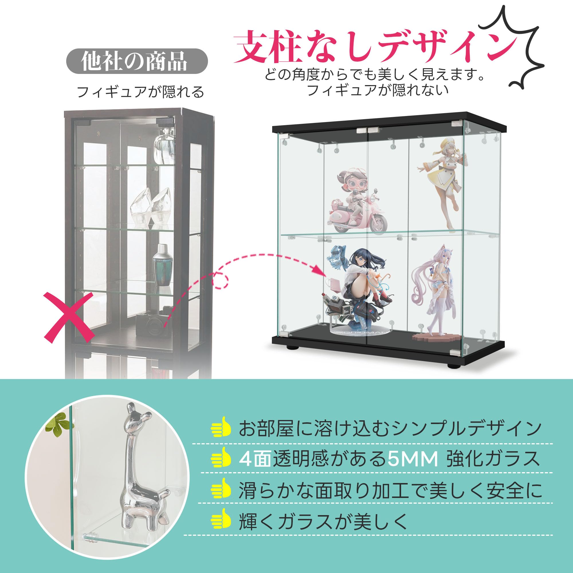 【幅80.5cm×奥行36.5cm×高さ86cm】コレクションケース 両扉タイプ Amazon.co.jp: 【生活グッズラボ】ガラスケース 2段両扉タイプ